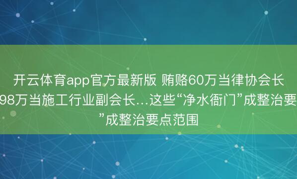 开云体育app官方最新版 贿赂60万当律协会长，交1.98万当施工行业副会长…这些“净水衙门”成整治要点范围