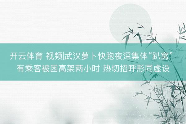开云体育 视频|武汉萝卜快跑夜深集体“趴窝” 有乘客被困高架两小时 热切招呼形同虚设
